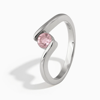 925 Sterling Silver Round Rose Quartz Bypass Ring - Soft Haven Side View