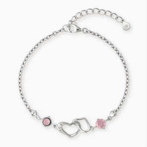 925 Sterling Silver Round Rose Quartz Heart Infinity Bracelet - Evermore Front View