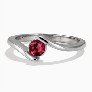 925 Sterling Silver Round Ruby Bypass Ring - Soft Haven Front View