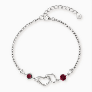 925 Sterling Silver Round Ruby Heart Infinity Bracelet - Evermore Front View