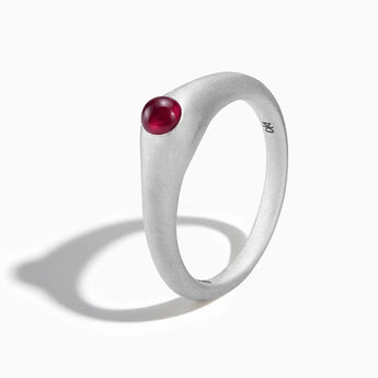 925 Sterling Silver Round Ruby Sandblasted Dome Ring - Morning Frost Side View