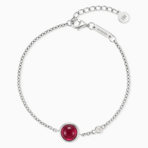 925 Sterling Silver Round Ruby Spinner Bracelet - Revolve Front View