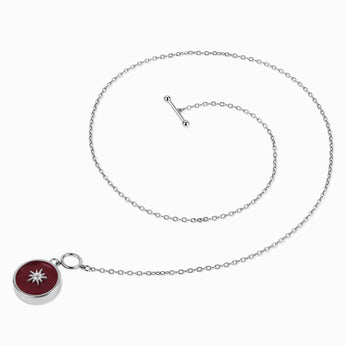 925 Sterling Silver Round Ruby Toggle Clasp Necklace - Inner Sun Side View