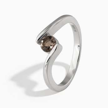 925 Sterling Silver Round Smoky Quartz Bypass Ring - Soft Haven Side View