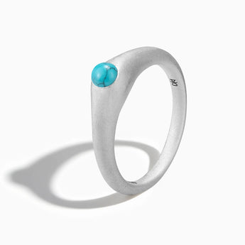 925 Sterling Silver Round Turquoise Sandblasted Dome Ring - Morning Frost Side View