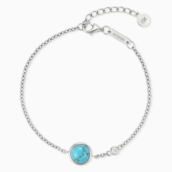 925 Sterling Silver Round Turquoise Spinner Bracelet - Revolve Front View