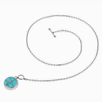 925 Sterling Silver Round Turquoise Toggle Clasp Necklace - Inner Moon Side View