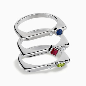 925 Sterling Silver Royal Hue Stacking Ring Set - Celeste Stories Front View