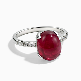 925 Sterling Silver Ruby Cabochon Ring - Minimal Spiritual Front View