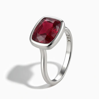 925 Sterling Silver Ruby Cushion Ring - Pure Hush Side View