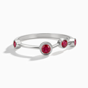 925 Sterling Silver Ruby Ring - Aries Zodiac Constellation Front View