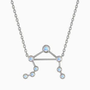 925 Sterling Silver Sagittarius Zodiac Constellation Necklace - Moonstone Front View