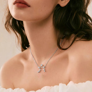925 Sterling Silver Sagittarius Zodiac Constellation Necklace - Moonstone Model Shot