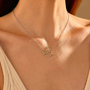 925 Sterling Silver Sagittarius Zodiac Constellation Necklace - Peridot Model Shot