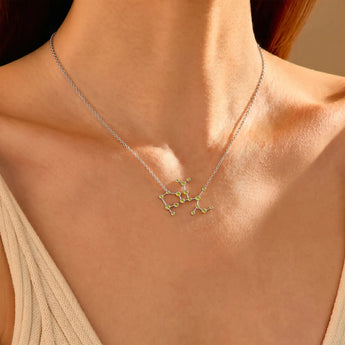 925 Sterling Silver Sagittarius Zodiac Constellation Necklace - Peridot Model Shot