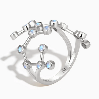 925 Sterling Silver Sagittarius Zodiac Constellation Ring - Moonstone Side View