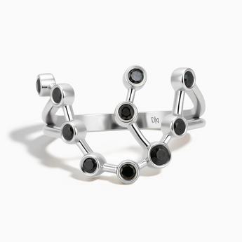 925 Sterling Silver Scorpio Zodiac Constellation Ring - Black Onyx Front View