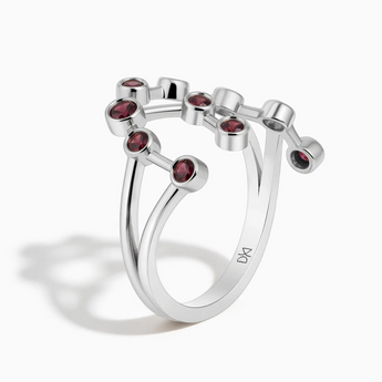 925 Sterling Silver Scorpio Zodiac Constellation Ring - Garnet Side View