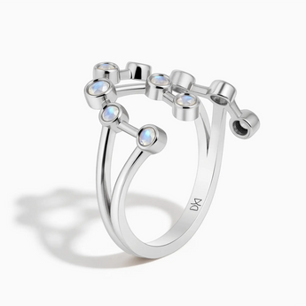 925 Sterling Silver Scorpio Zodiac Constellation Ring - Moonstone Side View