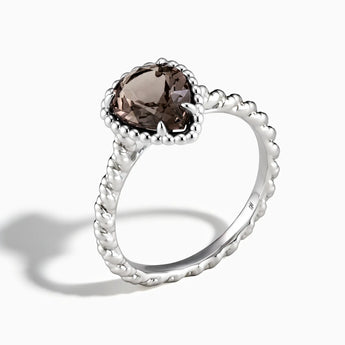 925 Sterling Silver Smoky Quartz Pear Ring - Still Light Side View