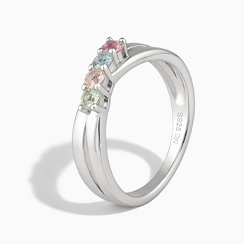 925 Sterling Silver Spring Dewdrops Four Round Stone Crossover Ring - Seasons Rhythm Side View