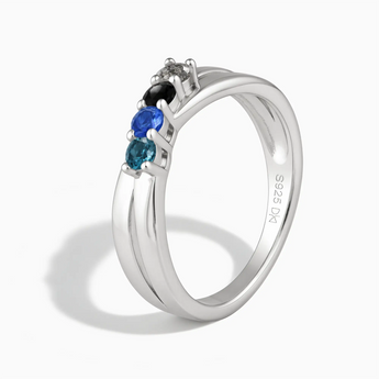 925 Sterling Silver Starry Abyss Four Round Stone Crossover Ring - Seasons Rhythm Side View