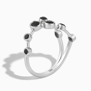925 Sterling Silver Taurus Zodiac Constellation Ring - Black Onyx Side View