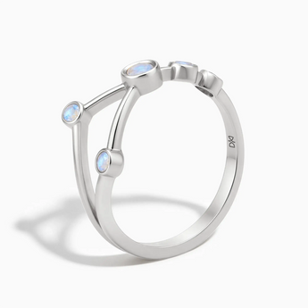 925 Sterling Silver Taurus Zodiac Constellation Ring - Moonstone Side View