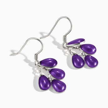 925 Sterling Silver Teardrop Amethyst Dangle Earrings - Petal Rain Side View