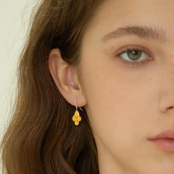 925 Sterling Silver Teardrop  Citrine Dangle Earrings - Petal Rain Model Shot