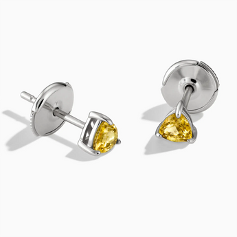 925 Sterling Silver Triangle Citrine Solitaire Stud Earrings - Gentle Resolve Front View