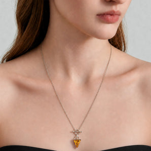 925 Sterling Silver Triangle Citrine Toggle Clasp Necklace - Pendulum Model Shot