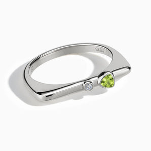 925 Sterling Silver Triangle Peridot Puzzle Stacking Ring - Minimal Flare Front View