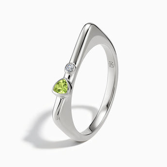 925 Sterling Silver Triangle Peridot Puzzle Stacking Ring - Minimal Flare Side View