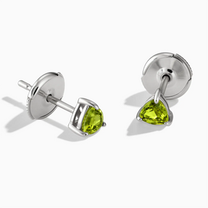 925 Sterling Silver Triangle Peridot Solitaire Stud Earrings - Gentle Resolve Front View
