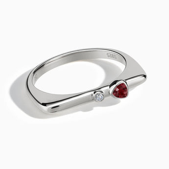 925 Sterling Silver Triangle Ruby Puzzle Stacking Ring - Minimal Flare Front View