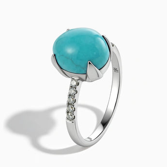 925 Sterling Silver Turquoise Cabochon Ring - Minimal Spiritual Side View