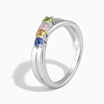 925 Sterling Silver Vibrant Starburst Four Round Stone Crossover Ring - Seasons Rhythm Side View