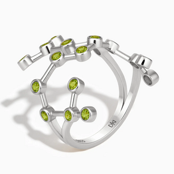 925 Sterling Silver Virgo Zodiac Constellation Ring - Peridot Side View