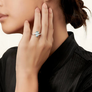 Pear Aquamarine Wrap Ring - Orbit 925 Sterling Silver Model Shot