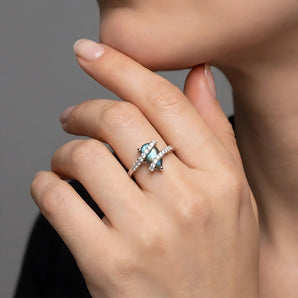 Pear Labradorite Wrap Ring - Orbit 925 Sterling Silver Model Shot