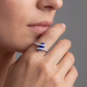 Pear Lapis Lazuli Wrap Ring - Orbit 925 Sterling Silver Model Shot