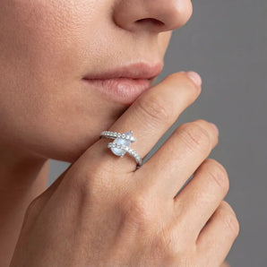 Pear Moonstone Wrap Ring - Orbit 925 Sterling Silver Model Shot