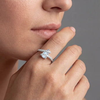 Pear Moonstone Wrap Ring - Orbit 925 Sterling Silver Model Shot