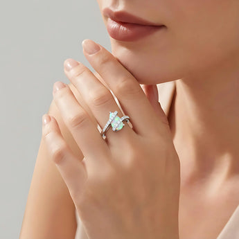 Pear Opal Wrap Ring - Orbit 925 Sterling Silver Model Shot