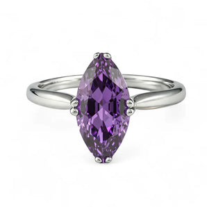 Amethyst Marquise Ring - Silent Glow 925 Sterling Silver Front View