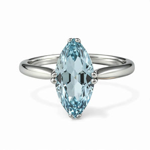 Aquamarine Marquise Ring - Silent Glow 925 Sterling Silver Front View