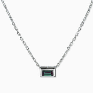 Baguette Alexandrite Bezel Necklace - Axiom 925 Sterling Front View