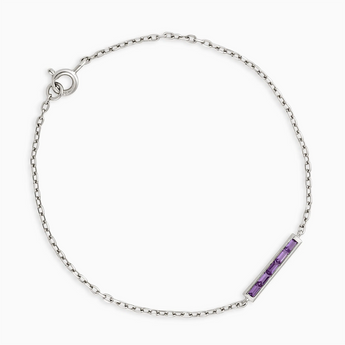 Baguette Amethyst Bar Bracelet - Sleek Horizon 925 Sterling Front View
