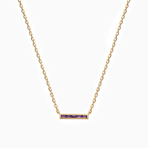 Baguette Amethyst Bar Necklace - Lucid Line 18KT Yellow Gold Vermeil Front View